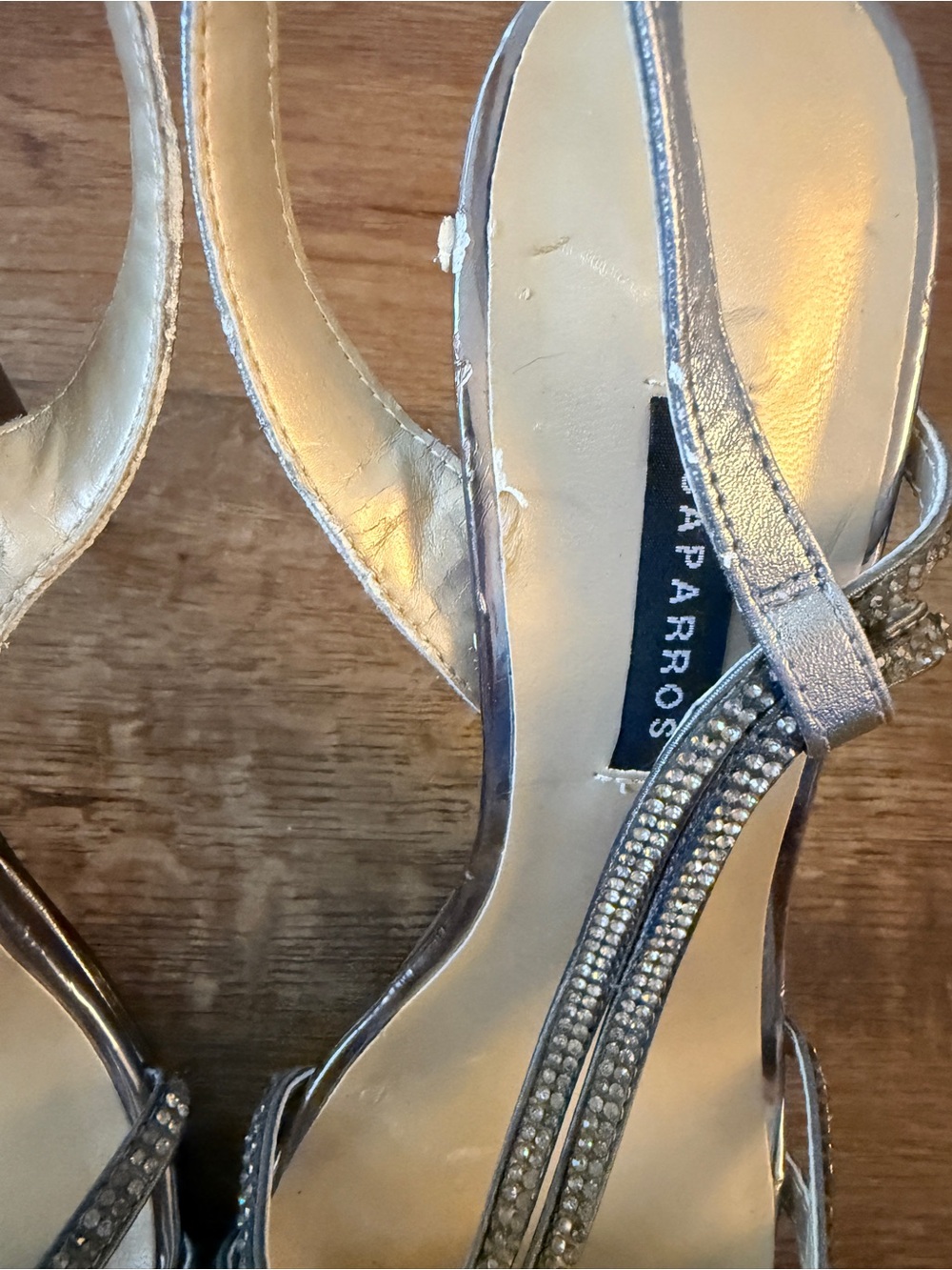 Caparros Silver Rhinestone Slingback Heels - Picture 3 of 9